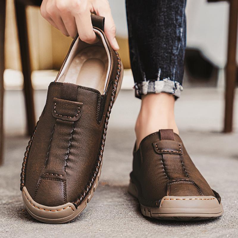 38-46 Men's Leather Casual Shoes Handmade Loafers Comfortable Men's Slip on Shoes Flat Moccasins Boots