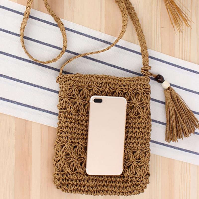Genți Messenger pentru femei, cu ciucuri, cu umăr, geantă ocazională de plajă, cu paie, pentru femei Bolsa Feminina