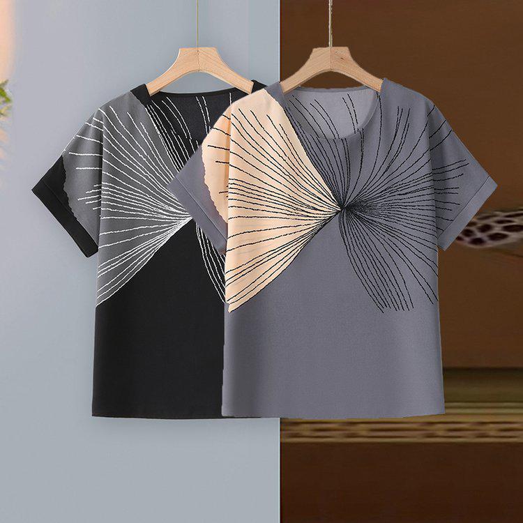 

Stylish Printed Short-Sleeve Loose T-Shirt for Women Premium Gray