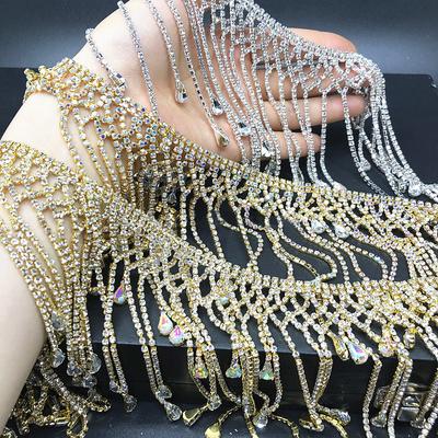 10/20 cm Bling křišťálový řetízek Křišťálový řetízek Třásněnka Stuha Šaty Svatební šperky Oděv Dekor Kostým Nášivka Diy Šití