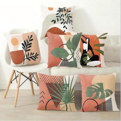Abstract Plant Print Pillowcase 45*45cm Plush Pillow Cover Sofa Cushion Case