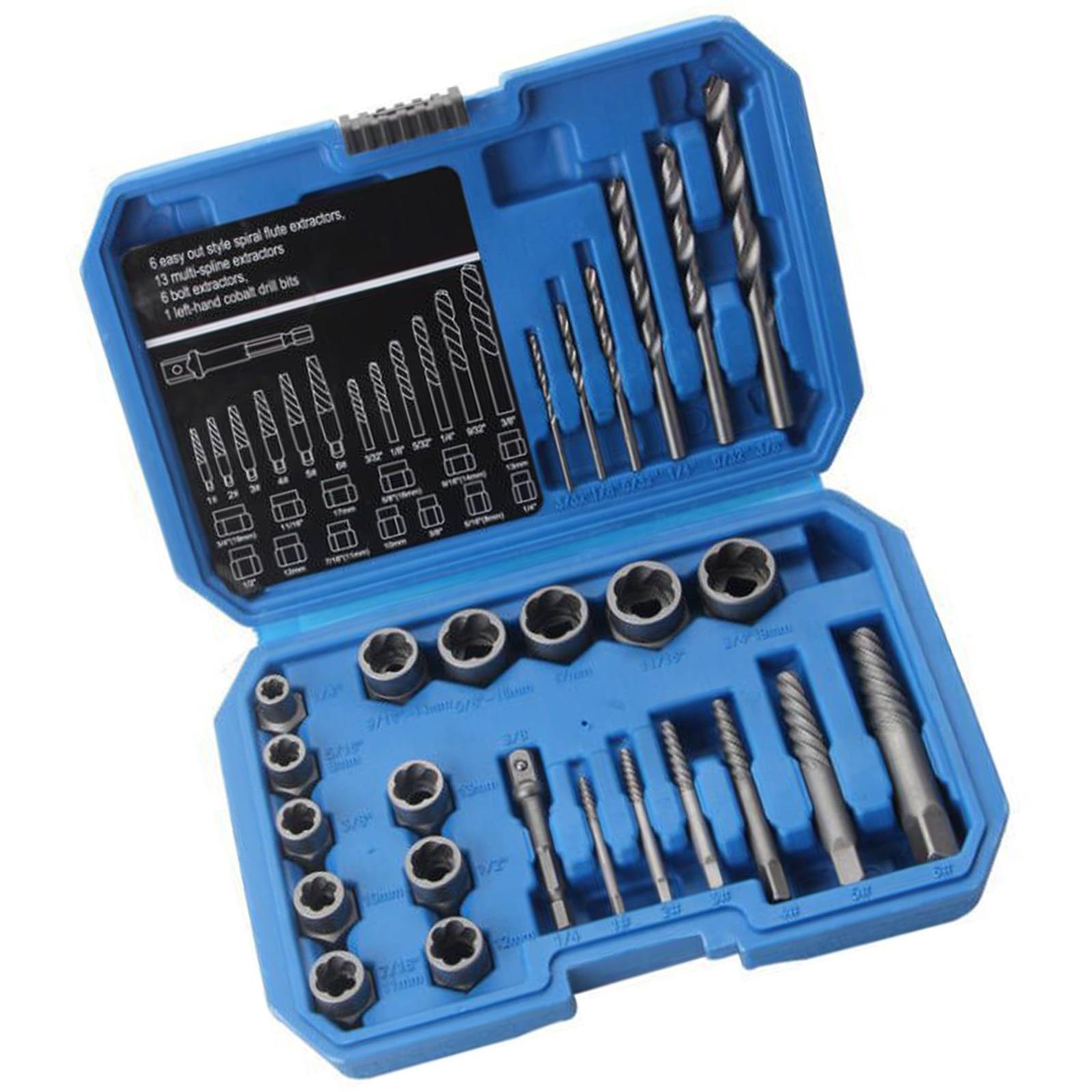 

Heavy Duty Bolt Extractor Nut Removal Kit 26 Tool Alloy Steel Construction Hexagonal Shank Adapter Precise Drill Bit Inc 1