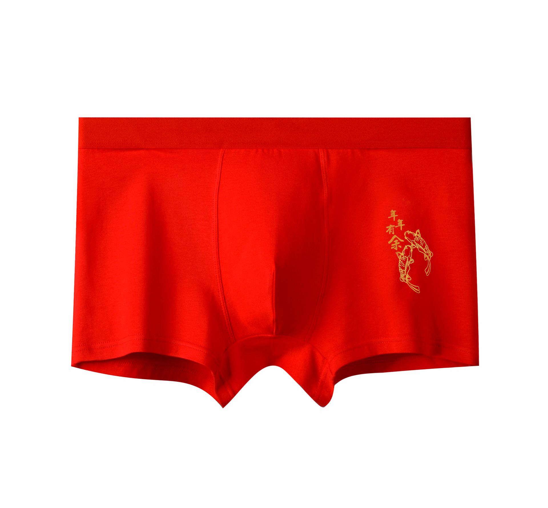 

Men s Year of the Snake Red Boxer Briefs - Autumn Winter Pure Cotton Plus Size Gift Box 6XL (95-105 kg)