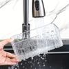 Clear Plastic Sink Organizer Rack with Drainage, Multi-Functional Kitchen Storage Basket, Strong Suction Cup Mount For Sponges and Cleaning Tools