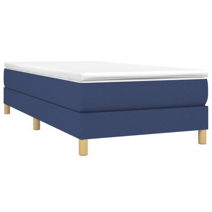 3144141 vidaXL Divan-lit Tapissier Avec Matelas Bleu 90x190 Cm Tissu