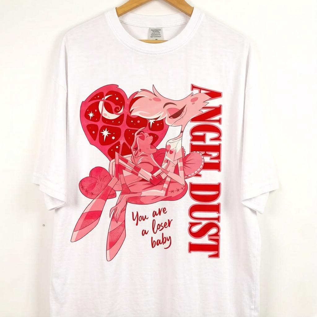 

Summer Angel Dust Shirt Funny Fans Gift Angel Dust Vivziepop Hazbin Shirt Angel Dust Unisexs Shirts Cheap Clothing M