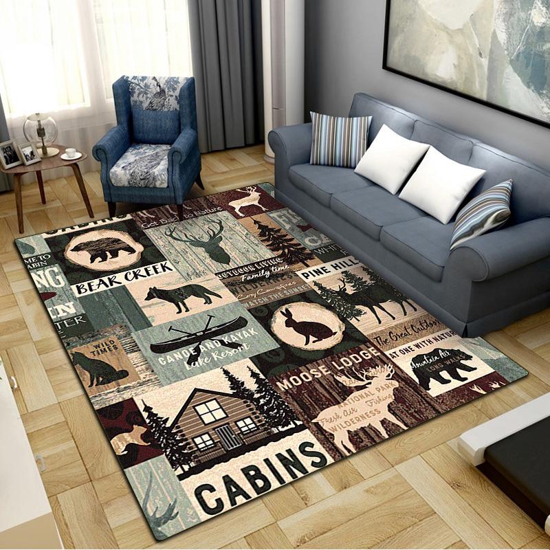 Deer Hunting Carpet Rug for Living Room Bedroom Home Sofa Decoration,Kids play Non-slip Floor Mat