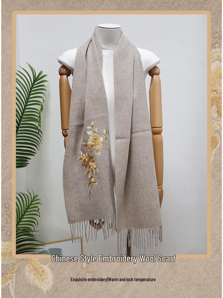 Jahr des Pferdes Merinowolle Bestickter Roter Schal - Warmer, Dicker Herbst/Winter Halswärmer & Schal Souvenir