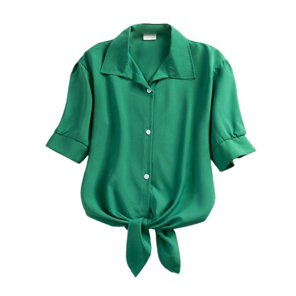 

Casual Chic Women Top Stylish Women s Short Sleeve Blouses for Office Travel Breathable Solid Color Shirts for Daily for Summer M зелений