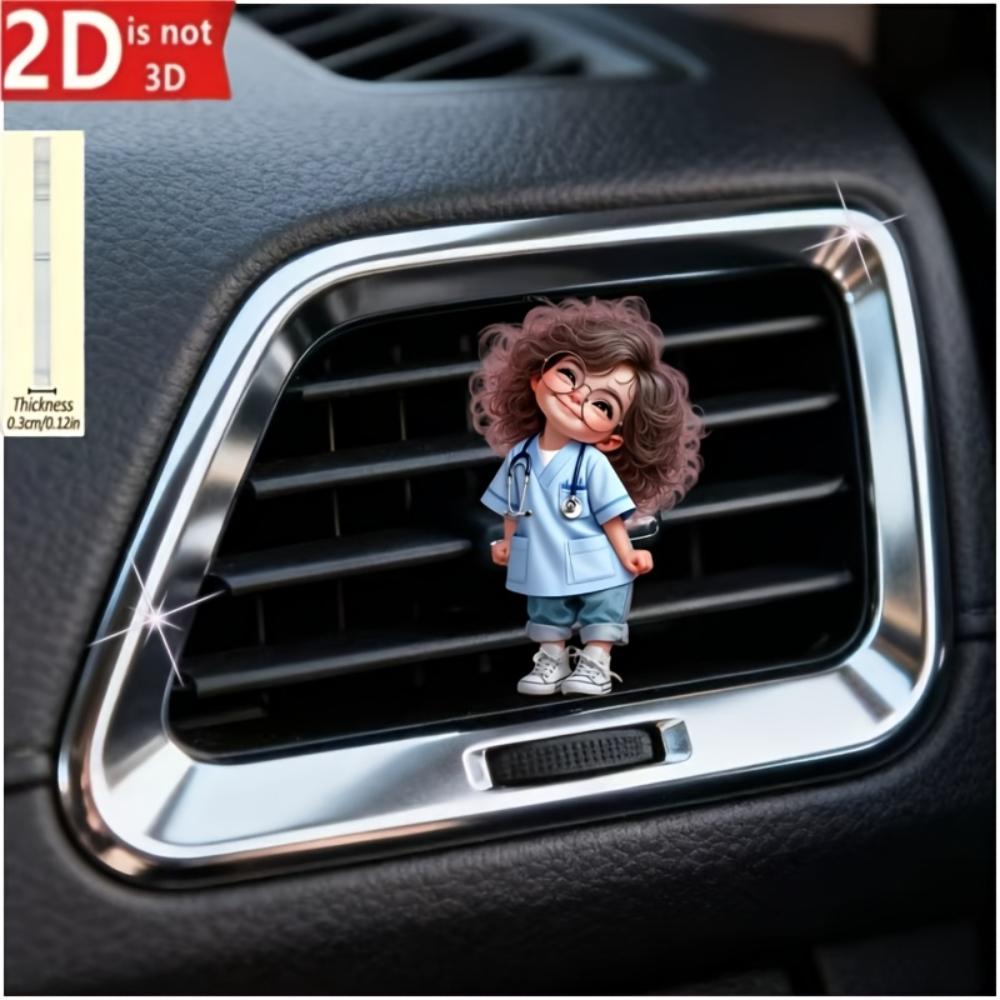 2D Flat Cute Child Car Vent Clip Decorative Diffuser (fragrance Not Included), Car Interior Decoration, Aromatherapy Clip, Ideal for Holiday Gifts