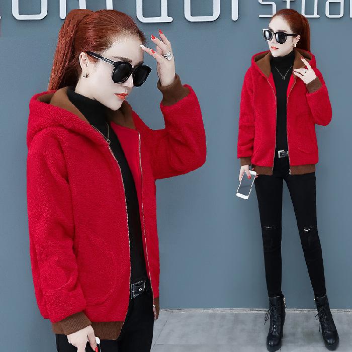 Imitation Lambswool Padded Coat Female Winter Latest Korean Version of Relaxed Fit Coat Small Fragrant Hooded Coat