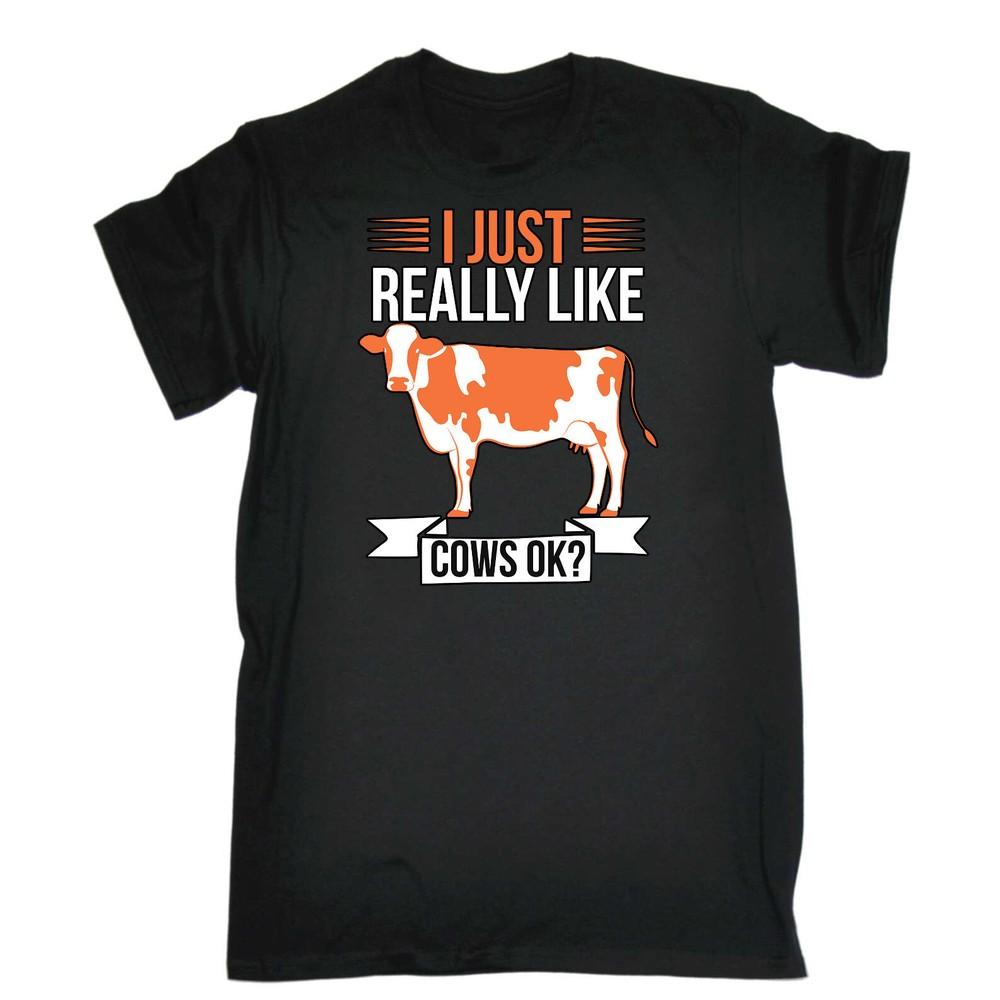 Я Просто Очень Люблю Коров Ок - Мужская Смешная Новинка Футболка Футболка Футболка Футболки L