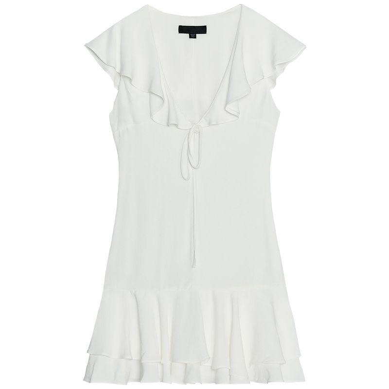 

Zaprha 2025 New Arrival Sweet First Date Bows and Laminated Decoration Short Dress Small 3067348 Ben White L