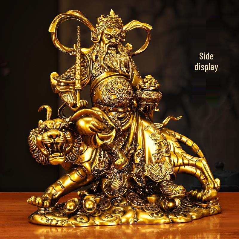 Zhao Gongming God of Wealth Statue Riding Tiger - Protector of Home & Office, Attracts Wealth, Ideal for Worship & Display in Living Room or Shop.