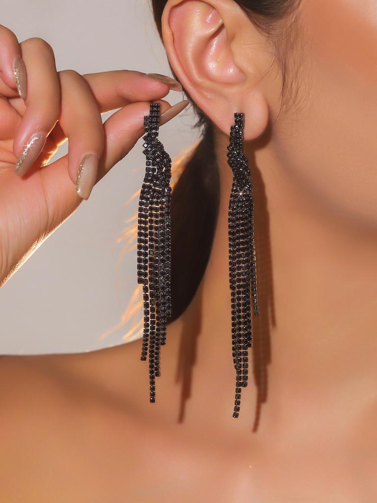 Fashion Versatile Super Flash Long Fringed Earrings