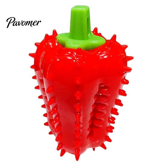 Spiky Chili Dog Chew Toys Toy, Treat Dispenser Shaped Enrichment Interactive Rubber Toy for Teeth Cleaning, Mental Stimulation Anxiety Relief