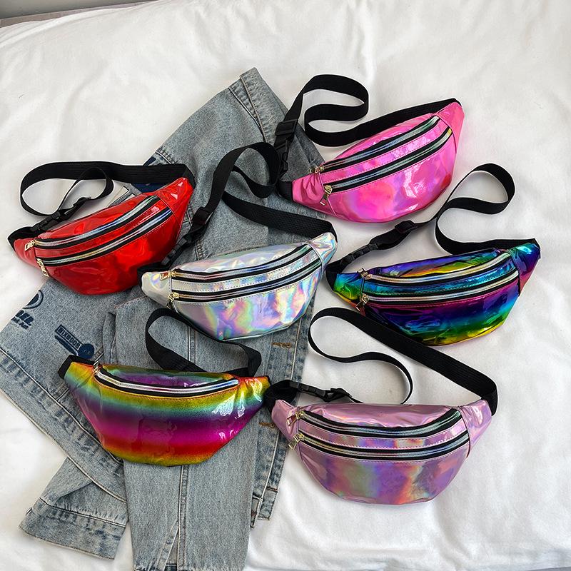 Reflective Laser Waist Bag for Women & Men, Colorful Summer Crossbody Bag