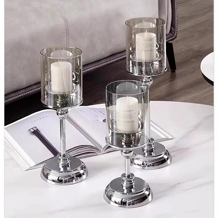 European luxury candlestick+candle,Romantic candlelight dinner prop,home room decor,modern wedding decoration Art ornaments Gift