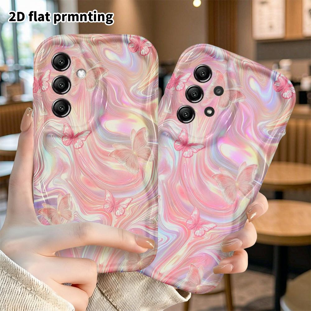 Phone Case: 2D Flat Samsung Galaxy A34 A35 M05 M06 S20 S22 S21 FE Plus 5G Protective Case, Pink Butterfly, Christmas and Halloween Gift