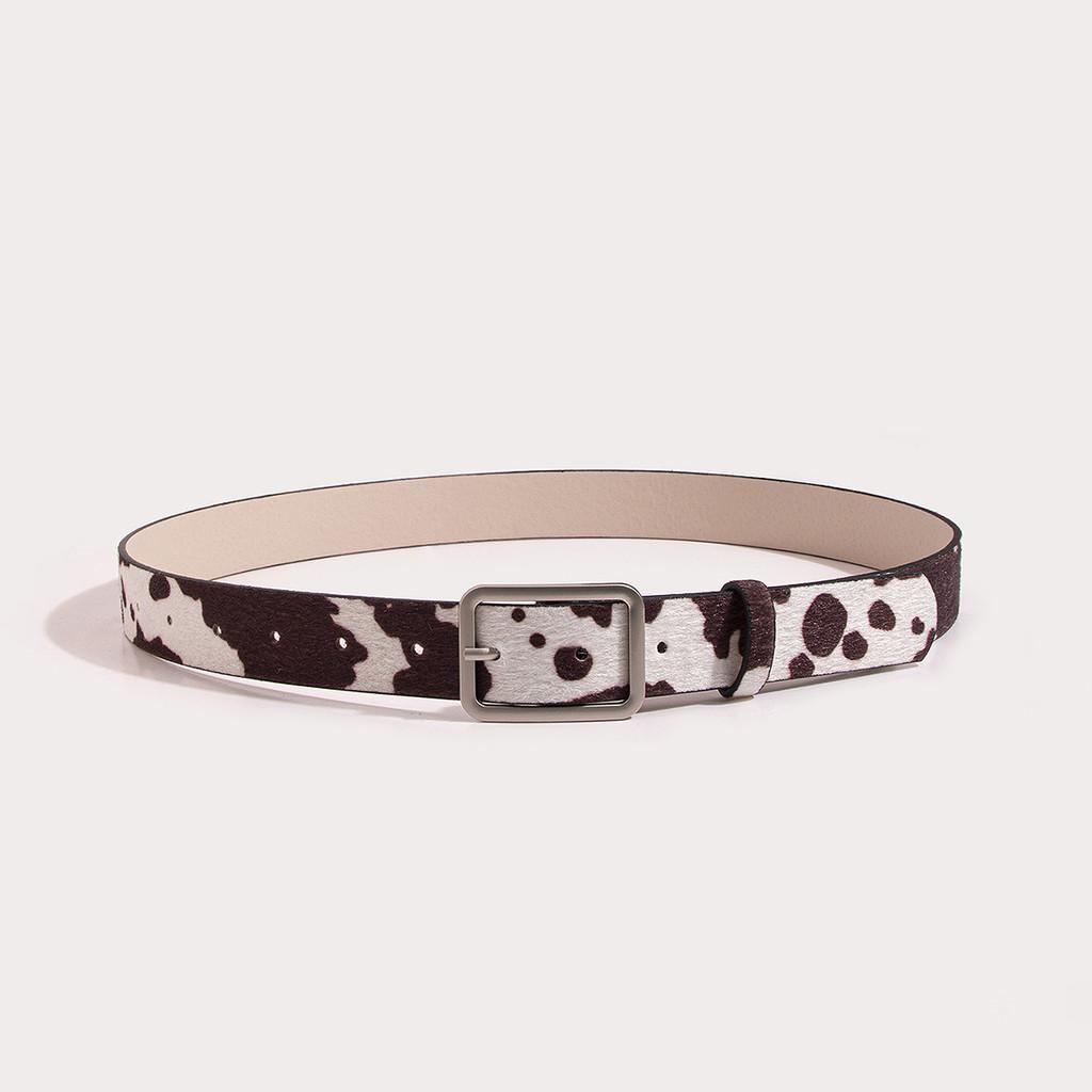 

Designer Cow Print Faux Leather Belt With Day Buckle For Women Party And Casual Coffee