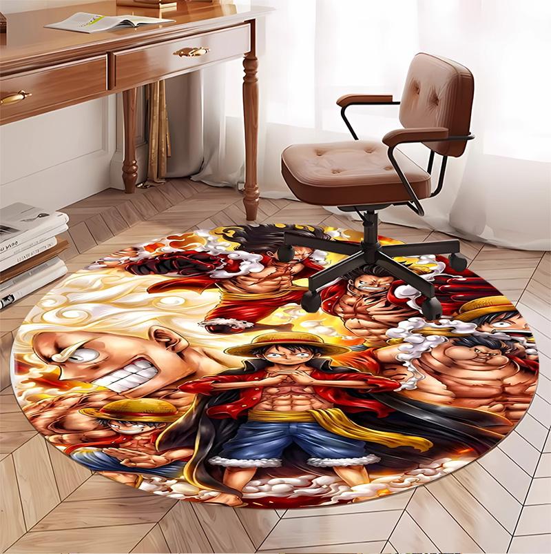 One Piece Pattern Round Rug, Indoor/Outdoor Mat, for Picnic, Gameroom, Bedroom, Office, Living Room, Home Decor Carpet, Birthday Gift