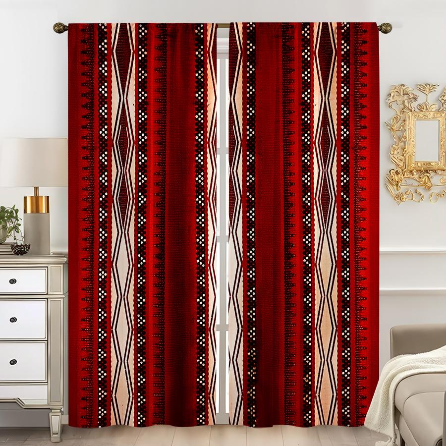 Tonnika Chen Bohemian American Style Curtains Exotic Ethnic Suitable Bedrooms Living Rooms Rodpocket Decorative Curtain For Sitting Room Made Of Polyester