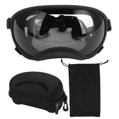 Dog Goggles Windproof Ultraviolet Proof Dustproof Adjustable Strap Durable Dog Sunglasses for Large Breed Black Frame