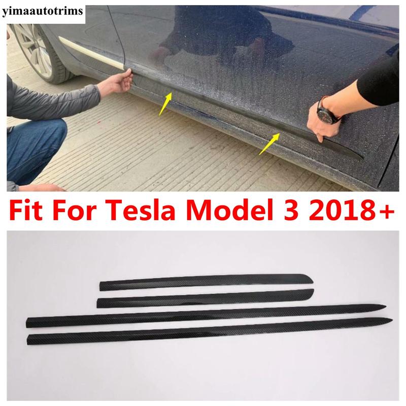 Car Side Door Body Molding Strip Anti-scratch Protector Cover Trim Fit For Tesla Model 3 2018 - Chrome Exterior Accessories