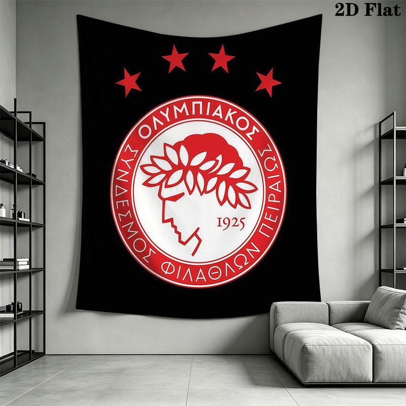 Olympiacos F.C Wall Hanging Printed Fabric Blanket Decorative Tapestries for Bedroom Living Room Home Decor