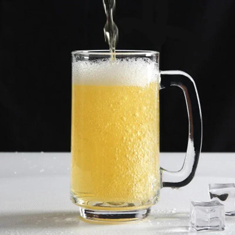 380ml/260ml/375ml Wheat Beer Glass Classic Craft Beer Glass with Handle Bar Large Capacity Beverage Cup Transparent Water Bottle