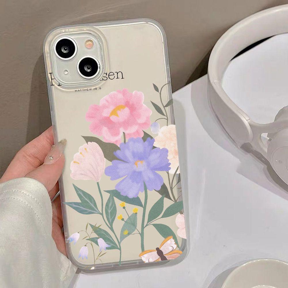 Colored flowers are suitable for iPhone17ProMax mobile phone case 17 Apple 14 high value 16/15 matte large hole