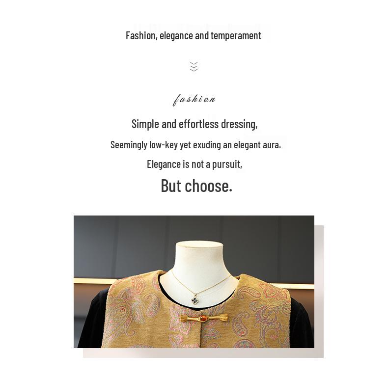High-End Chinese Style Spring Suit for 50-Year-Old Women: T-Shirt Vest & Straight-Leg Pants Set