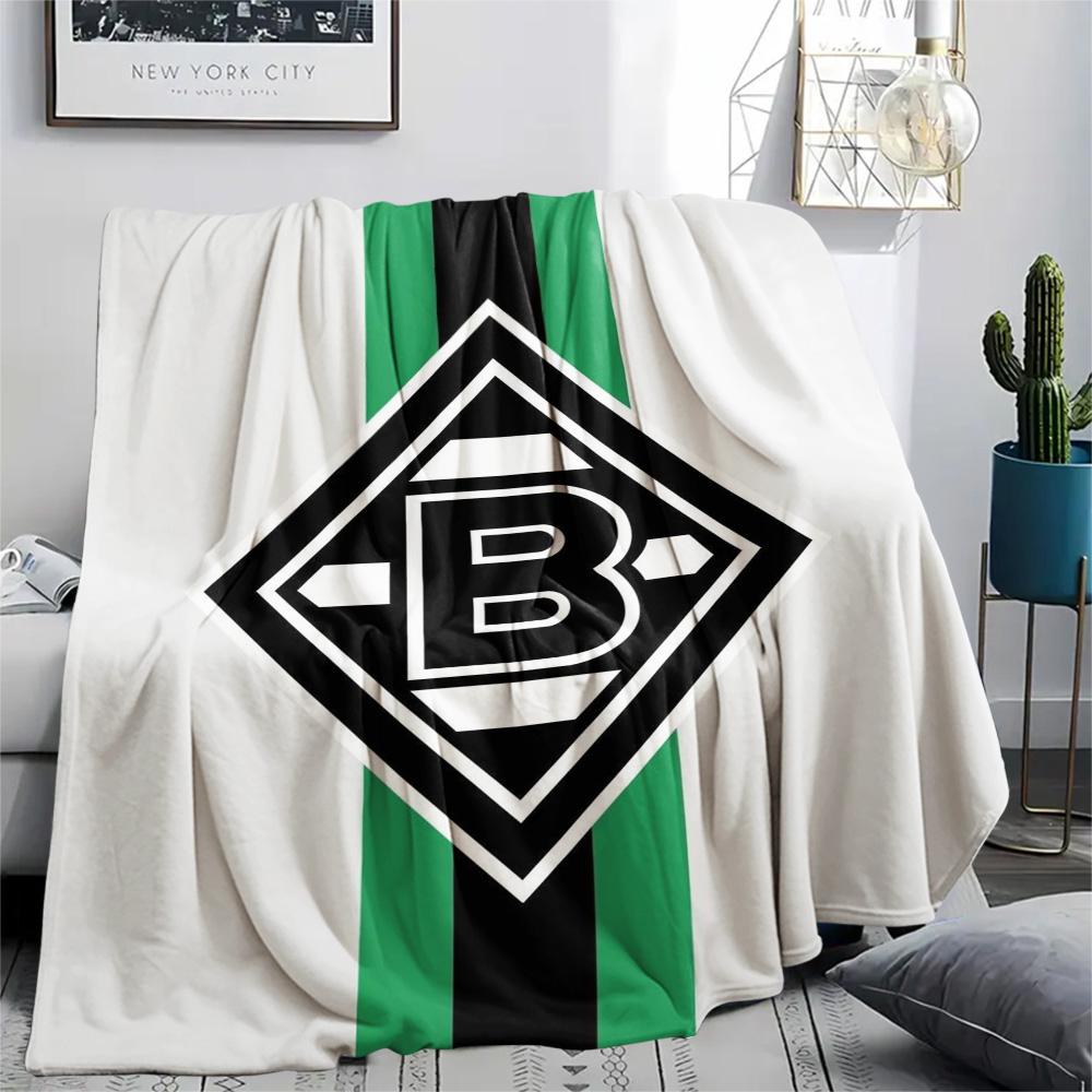 1 szt. Koc Flanelowy z Nadrukiem Borussia Mönchengladbach Wysokiej Jakości Ciepły Komfortowy Pokrycie na Wszystkie Pory Roku Idealny na Prezenty Wystrój Domu