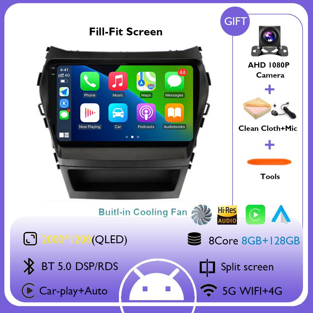 For Hyundai Santa Fe 3 2013 - 2016 Carplay Auto 4G+WIFI GPS Car Radio Navigation Multimedia Video Player Stereo BT Android 14