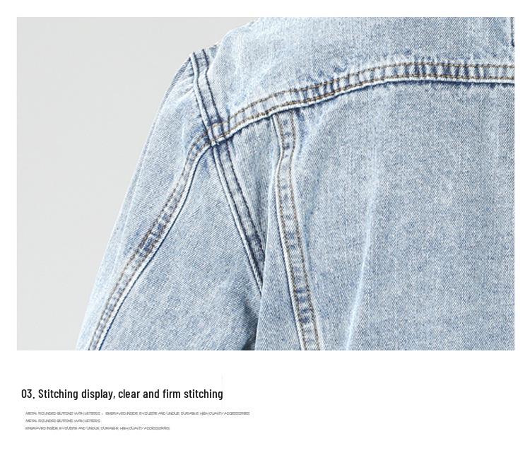 Męska Modna Wysokiej Jakości Luźna Niebieska Kurtka Jeansowa z Klapami - Duży Rozmiar Codzienna Fashion Top