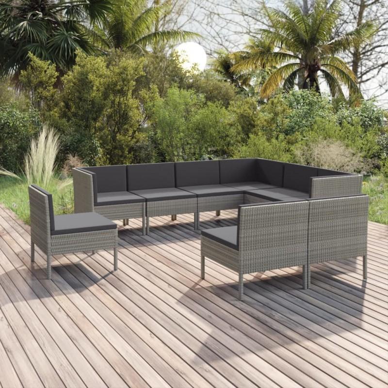 Day and Night - Day and Night Garden Furniture Set 9 Pieces and Gray Synthetic Rattan Cushions