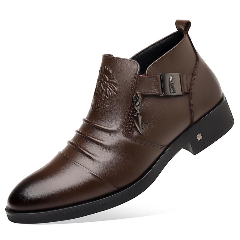 

Итальянские мужские повседневные кожаные удобные ботильоны из кожи модная брендовая обувь для офиса и отдыха на открытом воздухе дизайнерские туфли на плоской подошве 44 коричневый