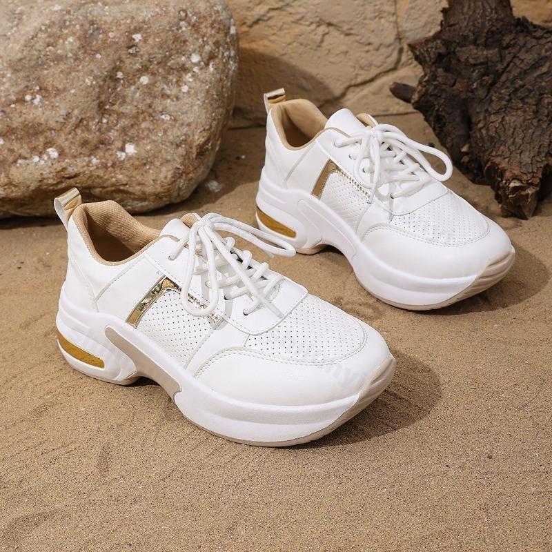 Women Casual Sneakers Spring New Breathable Mesh Comfort Soft Sole Chunky Sport Shoes Large Size Simple Versatile Platform Shoes