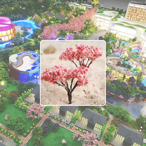 20-Piece Cherry Tree Diorama, Pink Flowers, Model Trees, Potted Plants, Landscapes, Wire, Architectural Models, Scenery Collection, OO HO Scale, 6.5cm