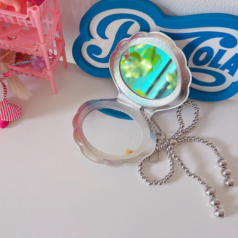 Holographic Shell Mirror Ribbon Keychain