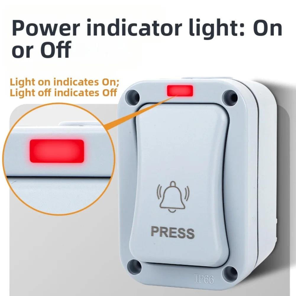2PCS Outdoor Doorbell Control Switch IP66 Rated 20A 250V AC Self-Resetting Push Button for Patio and Exterior Use