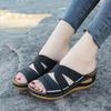 2024 Women's Summer Wedge Heel Sandals - Fish Mouth, Thick Sole, Plus Size, Embroidered Slippers
