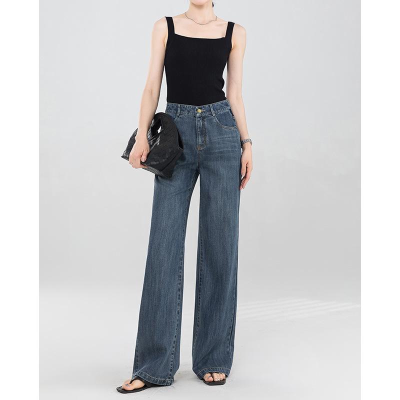 Wide-legged Jeans for Women, Tall, Summer New Style, High Waist Drape, Loose Slimming Straight-leg Mopping Pants