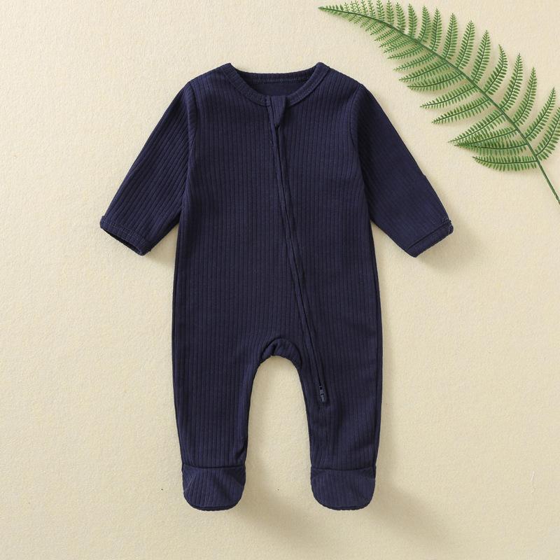 High Quality Organic Cotton Plain Newborn Romper Clothes Infant Ribbed One Piece Onesie Pajama Baby Unisex Cotton Bodysuit