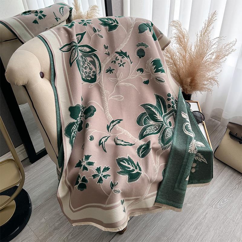 

Корейская версия Имитация кашемира Гранатовый жаккард Удобный Теплый Шарф Шаль Двойного назначения Для офиса и поездок 185cm