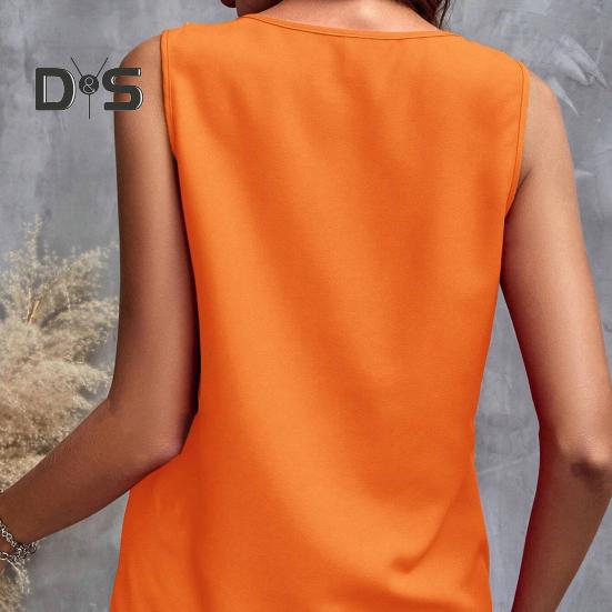 Dámská vesta Jednobarevná S výstřihem do V Volánková ozdoba Bez rukávů Halenka Volný střih Letní pulovrové topy pro každodenní nošení