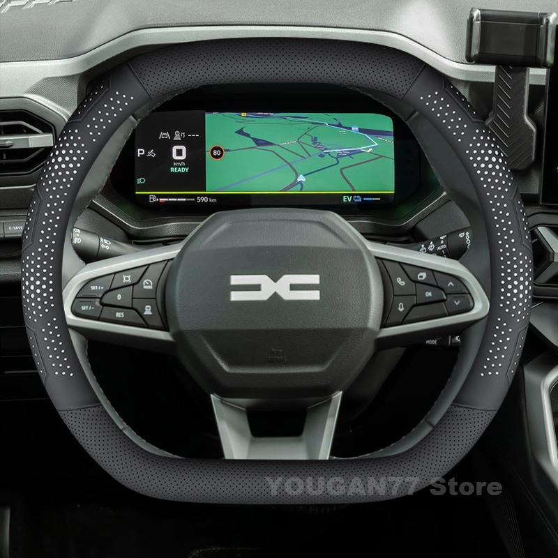 

Leather Car Steering Wheel Cover For ALL New Dacia Spring Duster 2024 2025 Non-slip Auto interior Dacia Duster 2025 Accessories
