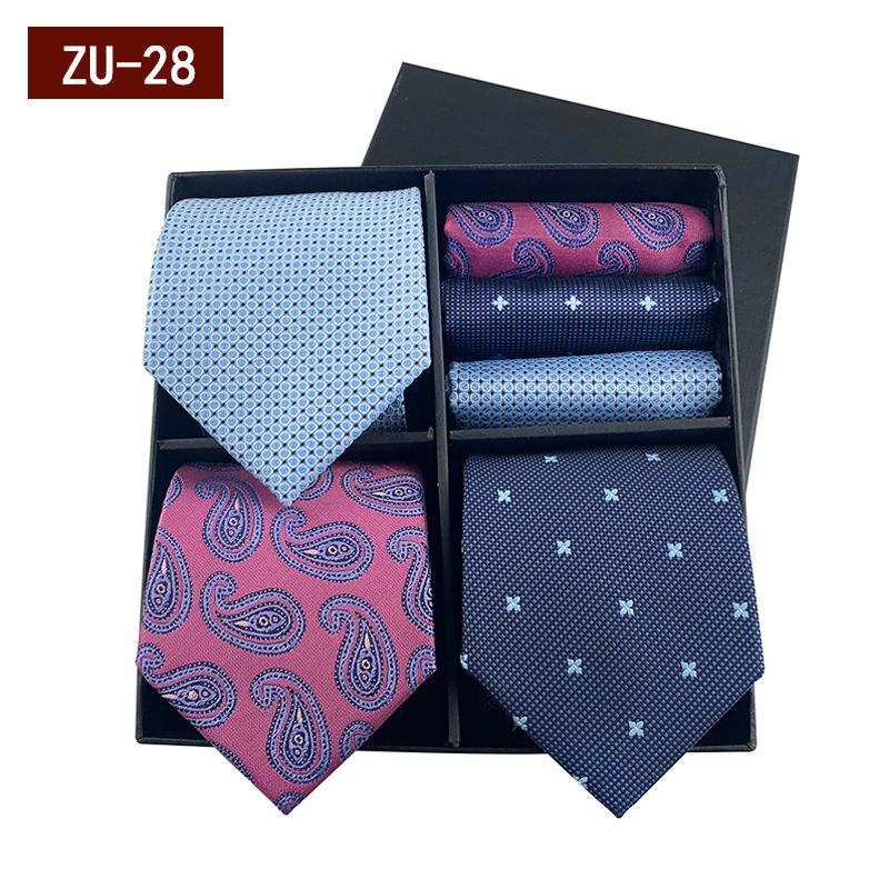 Men'S Gift Box Tie, Fashionable Business Striped Tie Square Scarf Combination Set, Luxury Gift Box.