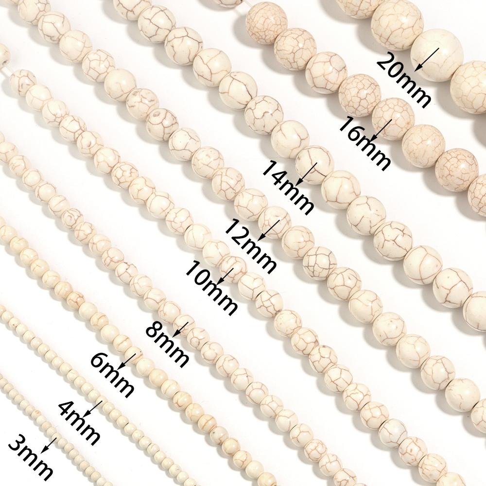 3-20mm White Turquoises Stone Beads Loose Spacer Gemstone Round Bead For Jewelry Making DIY Bracelet Necklace Beaded Accessories