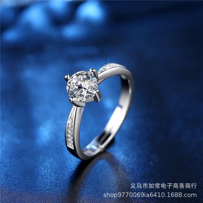 [Copper Products] Diamond-Encrusted Zircon Niche Design Opening Simple Ring Ring Woman